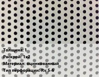 Лист перфорированный 1 1х2 оцинкованный Rv 5-6